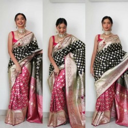 Beautiful color linen silk ready to wear saree